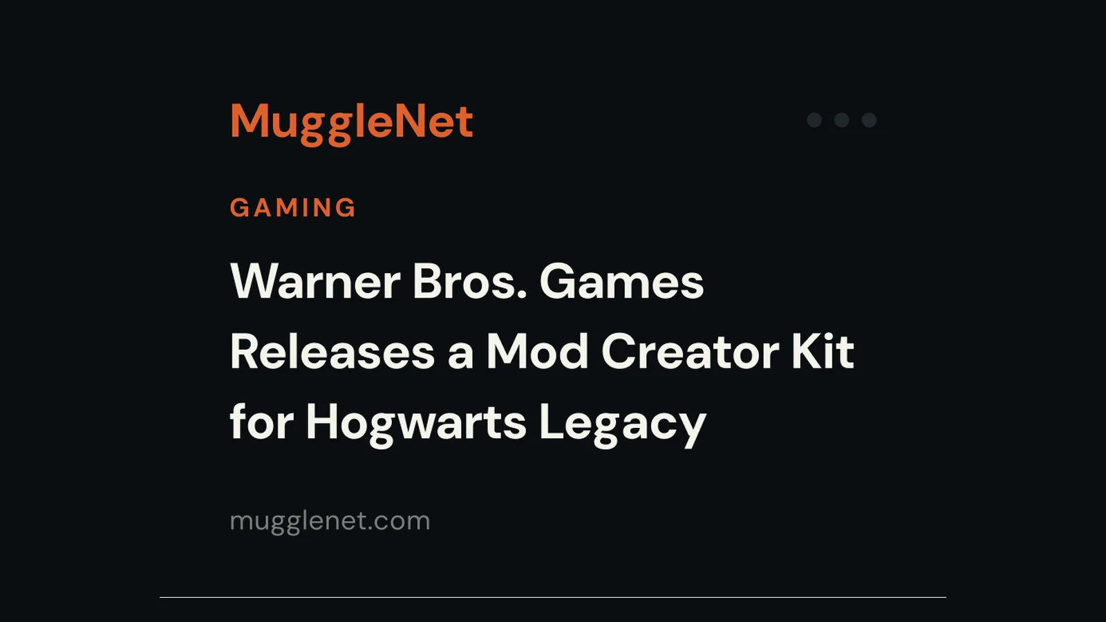 MuggleNet on the Warner Bros. mod creator kit
